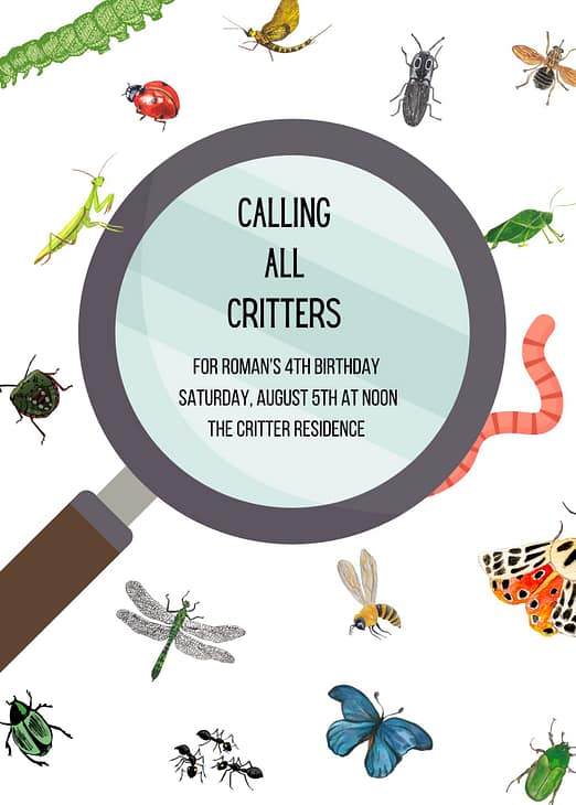 critter party invitation