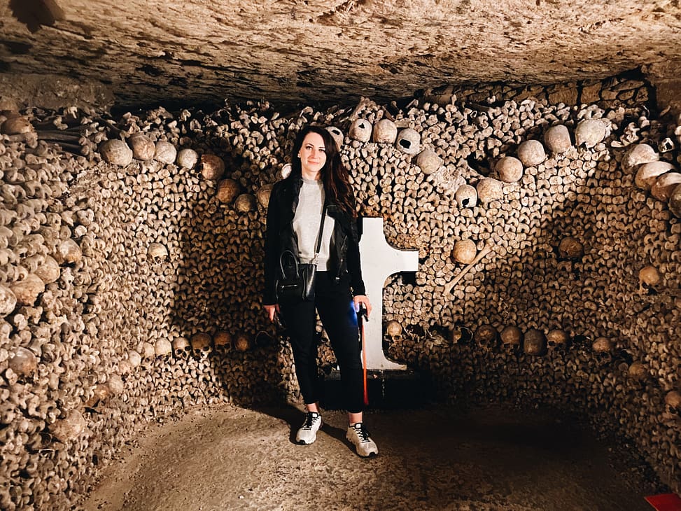 Catacombs of Paris.
Top: Coach
Joggers: Banana Republic 
Jacket: Rick Owens  
Handbag: Celine 
Shoes: On Cloud