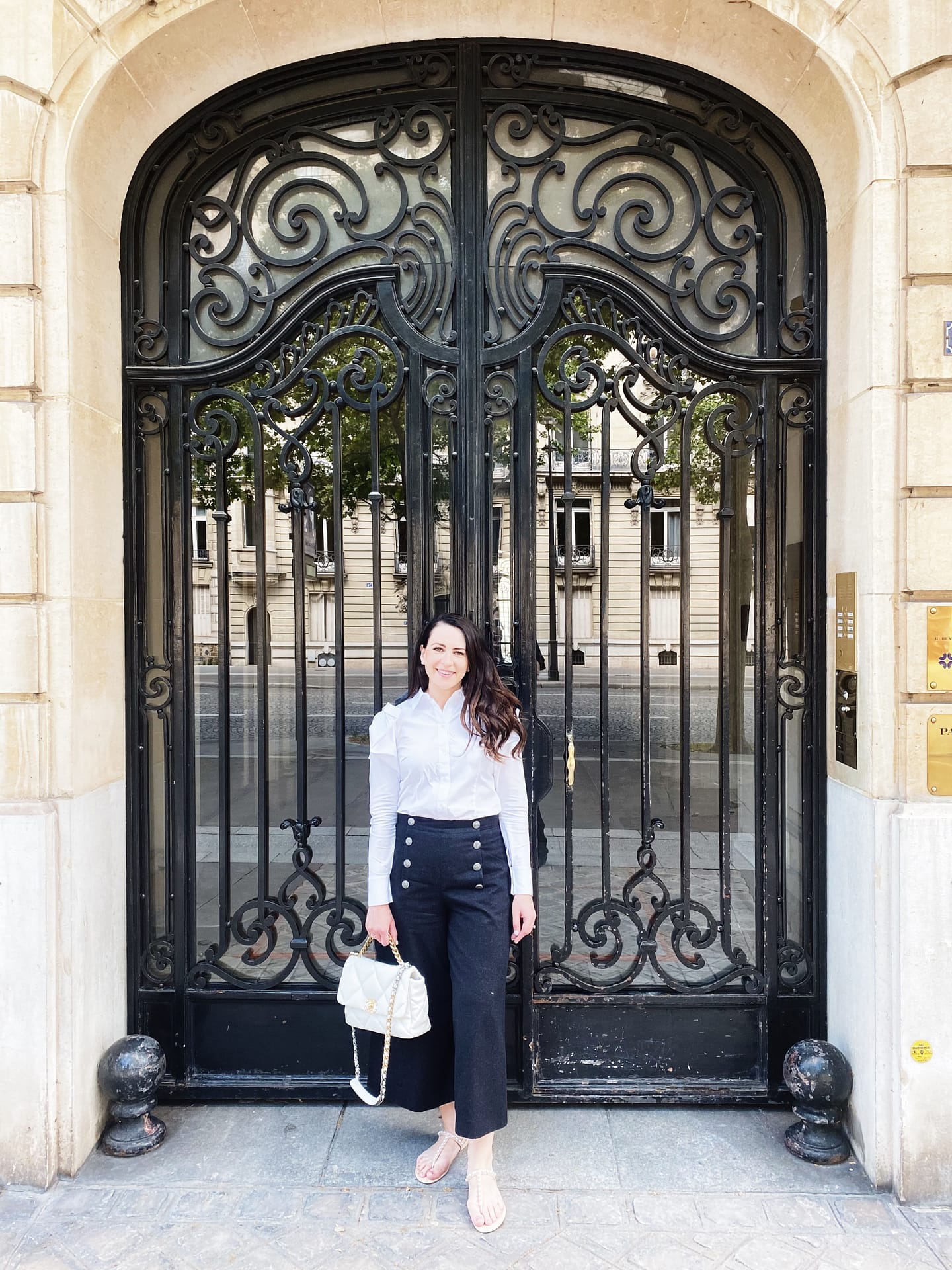 Bow Top: Carolina Herrera
Pants: Chanel
Shoes: Stuart Weitzman
Handbag: Chanel