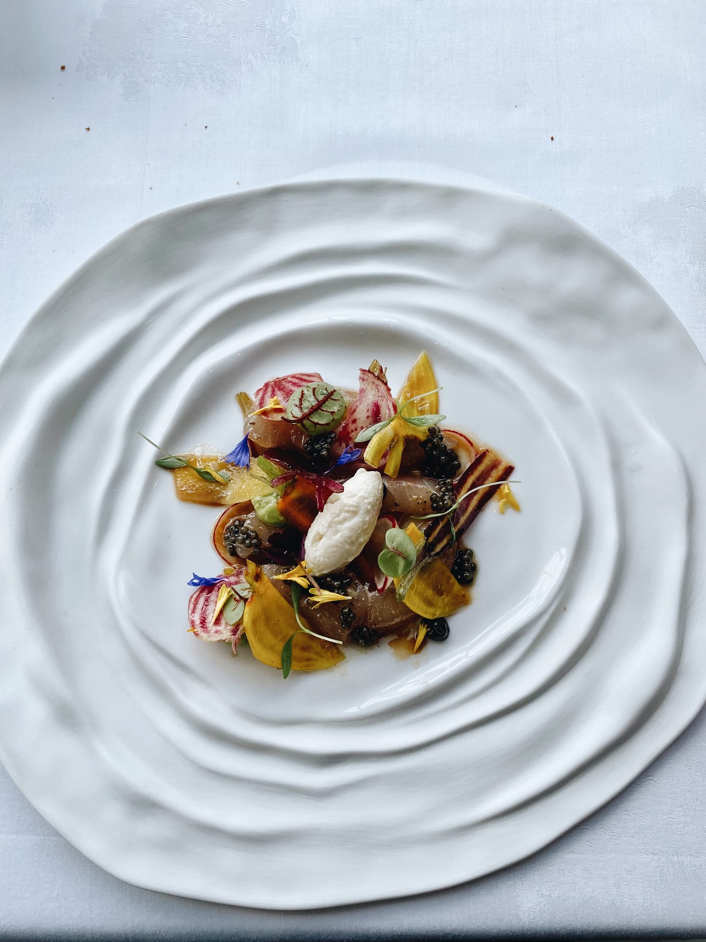 Sea Bass: Frosted Sesame/ Fermented Seaweed/ Imperial Caviar