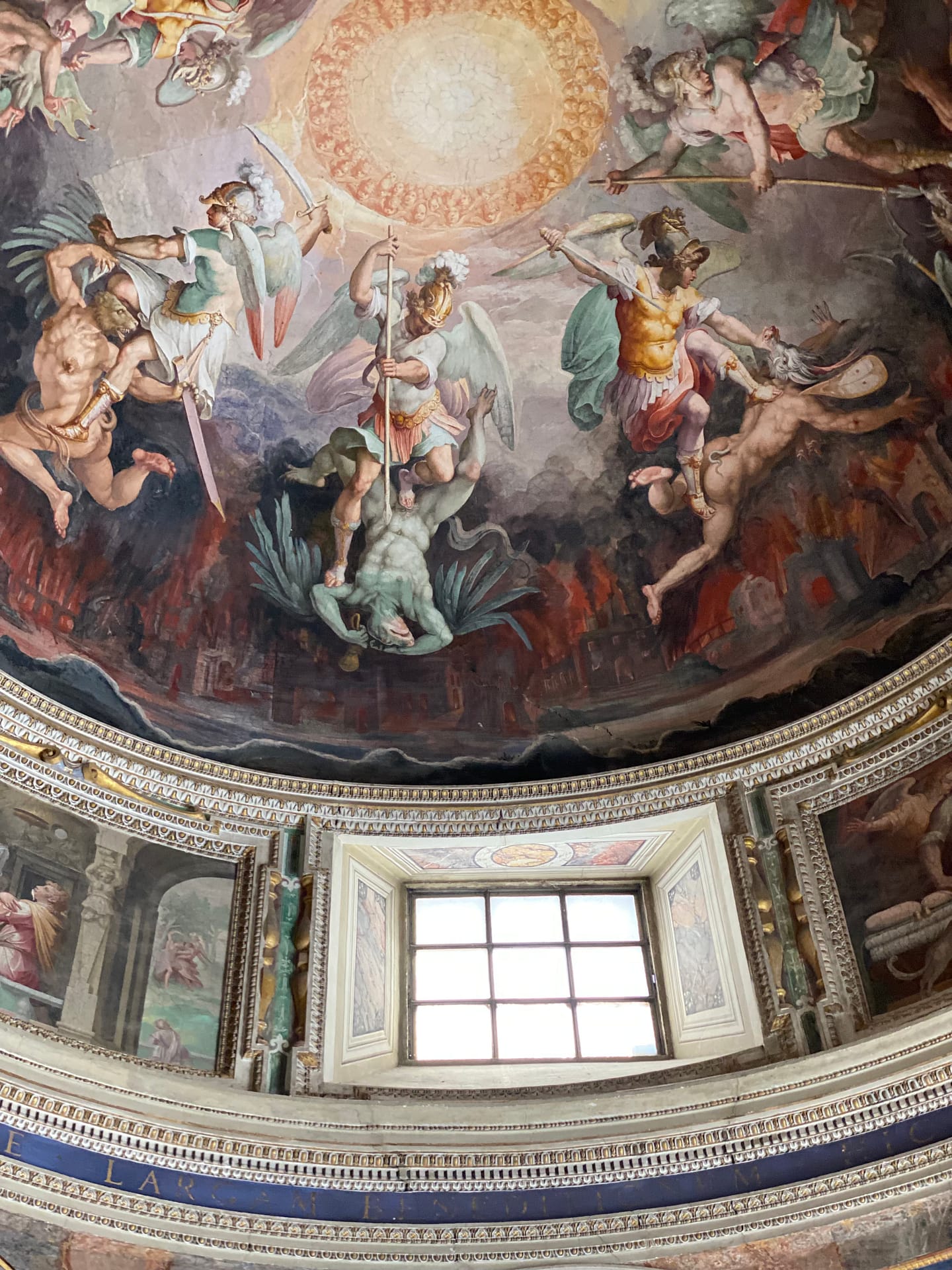 The ceiling inside the Apostolic Palace in Rome, Italy.