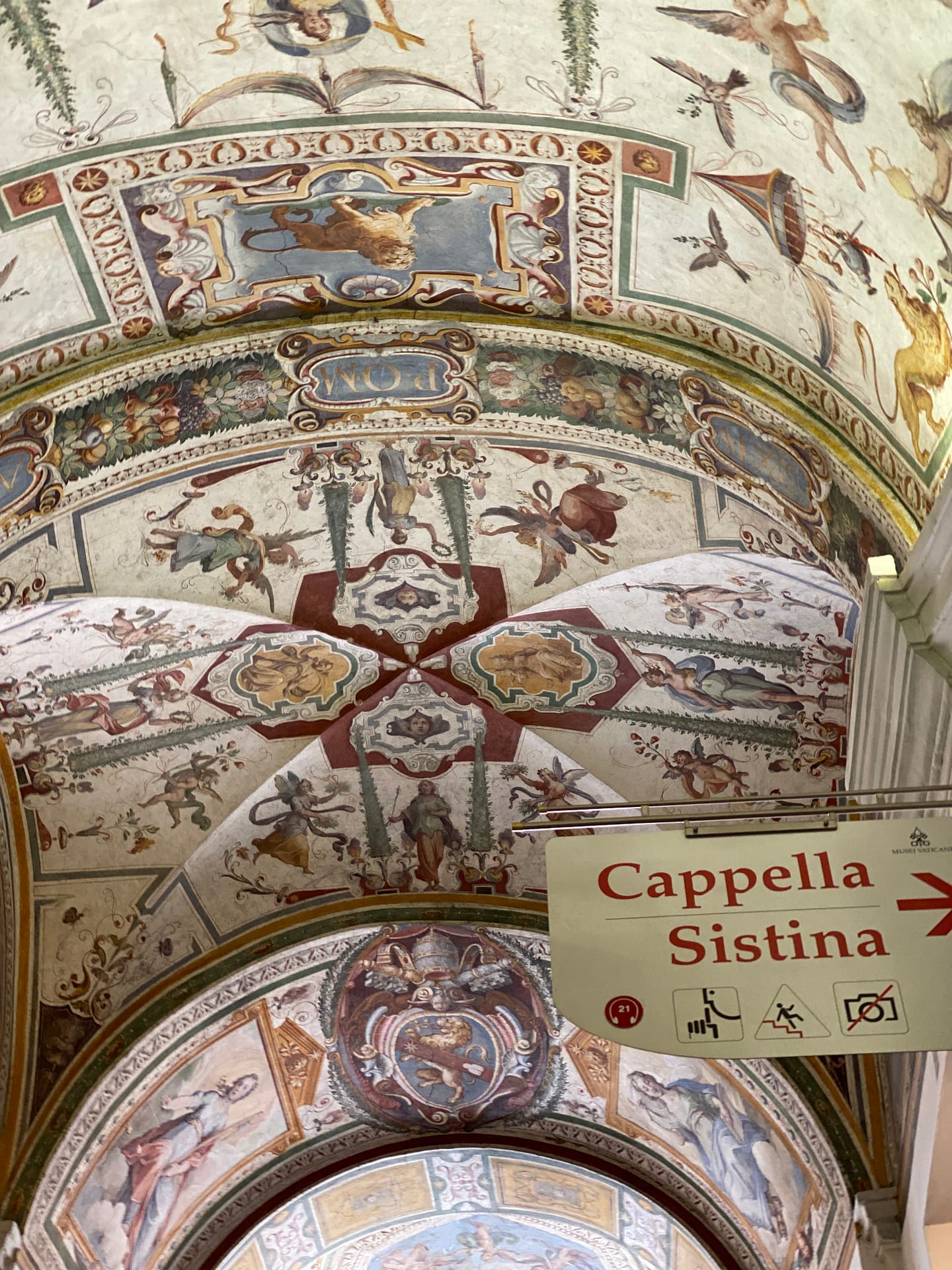 The ceiling inside the Apostolic Palace in Rome, Italy.
