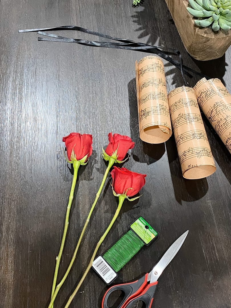 supplies for rose arrangement